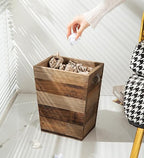 Small Wood Trash Can, Farmhouse Rectangular Garbage Can Waste Basket, Rustic - Image 8