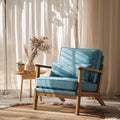 VINGLI Solid Wood Wide Armrests Accent Chair, Upholstered Mid Century Modern by VINGLI