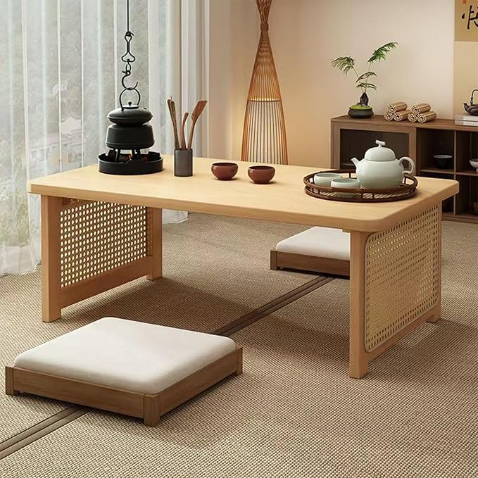 Japanese Floor Table Bamboo Folding Coffee Table Portable Solid Wood Japanese by YHGSYXL