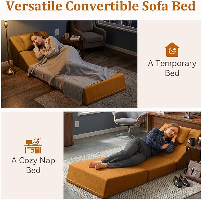 Fold Out Chair Bed, Folding Sofa Bed, 3 in 1 Convertible Sleeper Chair Bed - Image 5