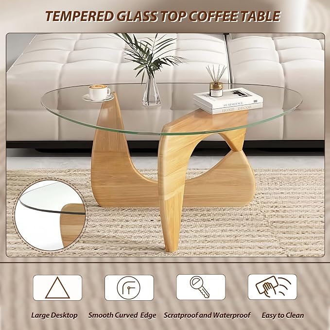 Glass Coffee Table, 35.8" Modern Center Table - Image 4