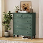 Green Dresser for Bedroom with 5 Drawers, Vintage Tall Dresser with Smooth - Image 5