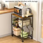 ThreeHio Rolling Kitchen Microwave Cart, 3 Tier Microwave Table Stand - Image 7