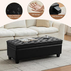 WUTUTUEE 50" Faux Leather Storage Ottoman Bench, End of Bed Upholstered - Image 4