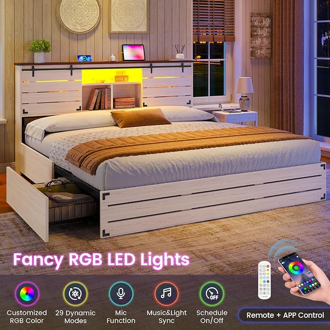 VIAGDO Wooden Bed Frame King Size - Image 3