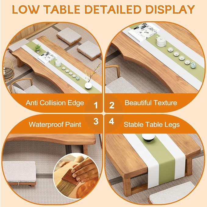 Rectangular Style Japanese Floor Table, Tatami Table, Vintage Tea Table Low - Image 4