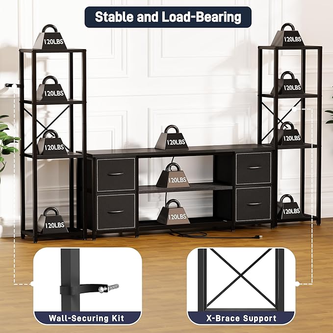 Yenlure LED TV Stand Bookshelf Combo - Image 5