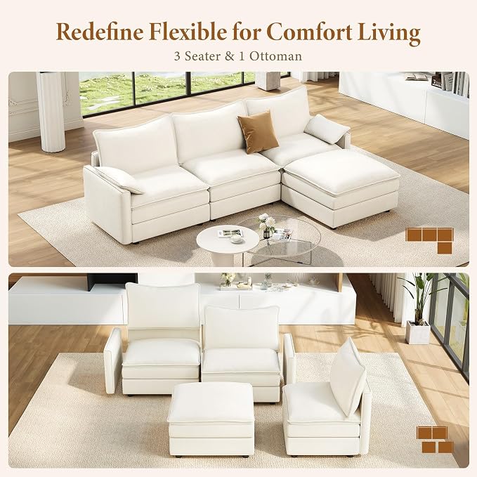 Vesgantti 108" Modular Sectional Sofa, Comfy Cloud Couch - Image 7