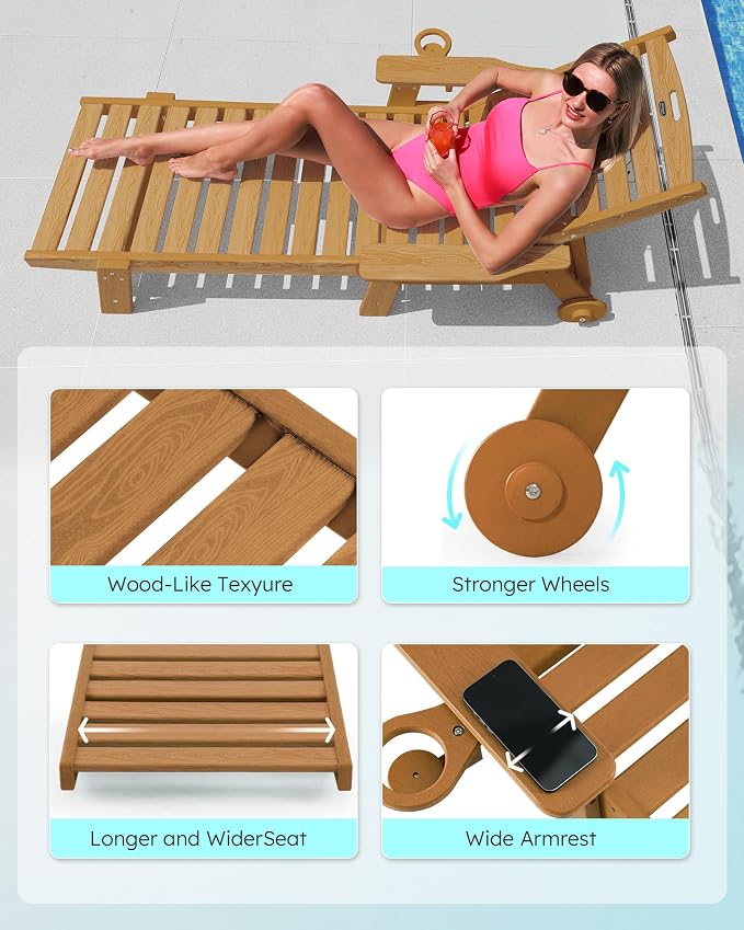 Patio Chaise Lounge Chair Set of 4, Oversize Lounge Chairs - Image 5