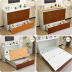 VINGLI Full Murphy Bed with Storage Drawer, 2 Charging Station, Rustic & - Image 8