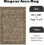 7x9 Brown Vintage Floral Washable Area Rug - Image 2
