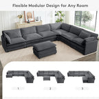 ROWHY 150'' Modular Sectional Corner Cloud Couch, 7 Seater Sofa Big Comfy - Image 3