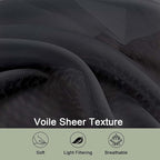 Black Sheer Curtain 90 Inches Long 2 Panels Set, Solid Filmy Drapes - Image 5