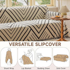 VClife Modern Geometric Couch Slipcover Black Beige Cream Arrow Herringbone - Image 4