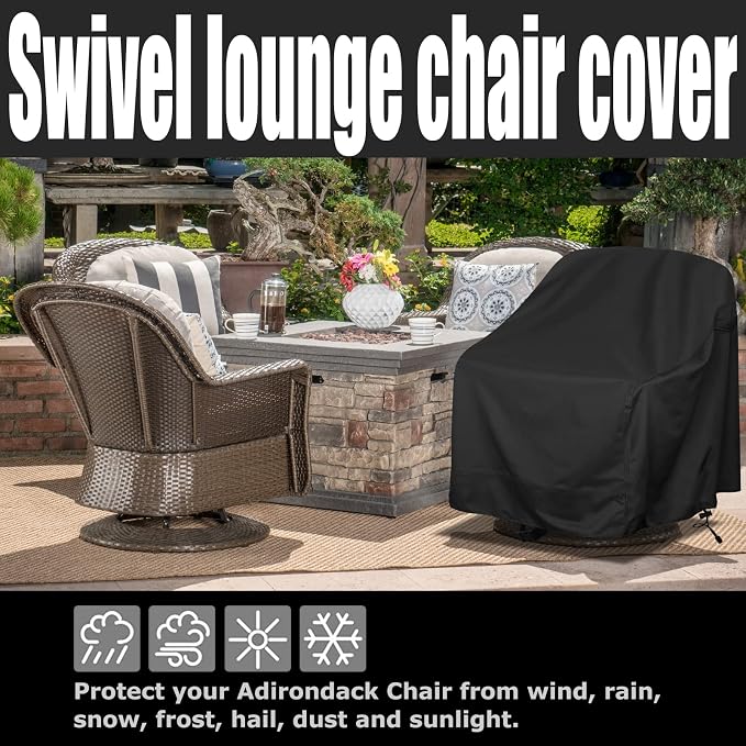 Outdoor Swivel Lounge Chair Cover 1 Pack, Fits to Lawn Patio Chairs, Waterproof - Image 5
