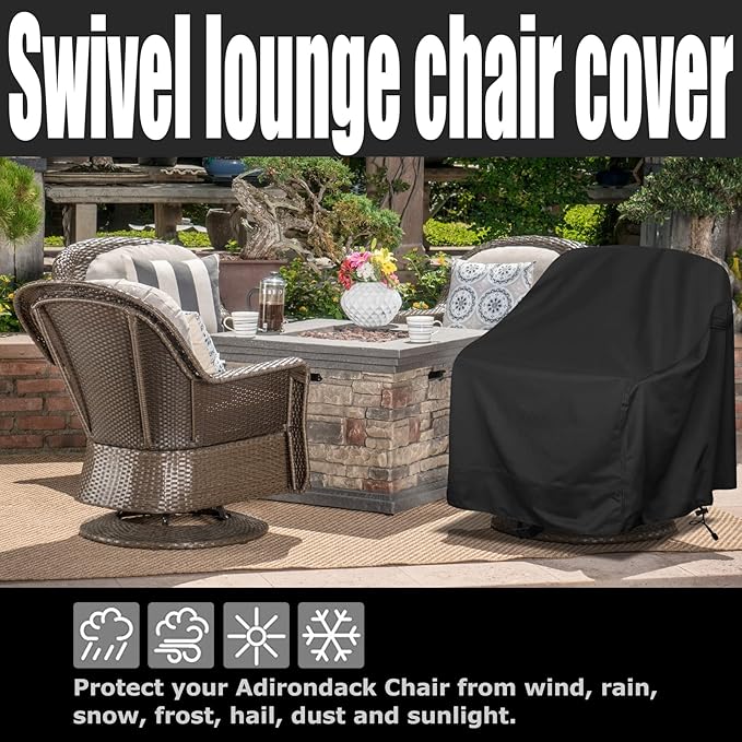 Outdoor Swivel Lounge Chair Cover 2 Pack, Waterproof Heavy Duty Outdoor Chair - Image 6