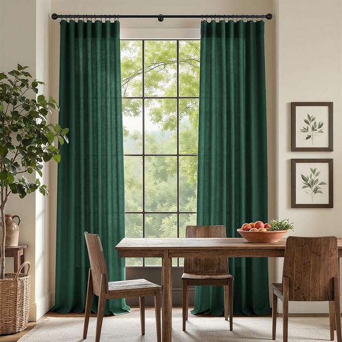 Dark Green Curtains 108 Inches Long - Image 3