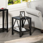 Treocho Farmhouse End Table Set of 2, Rustic Vintage Nightstand Side Table - Image 8