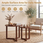 Tangkula Round Nesting Coffee Table Set of 2, Farmhouse End Tables - Image 7