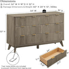 T4TREAM Fluted 6 Drawers Dresser, Curved Profile Design, Dresser TV Stand - Image 2