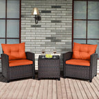 HAPPYGRILL 3 Pieces Patio Conversation Set, Outdoor Furniture Set PE Rattan - Image 2