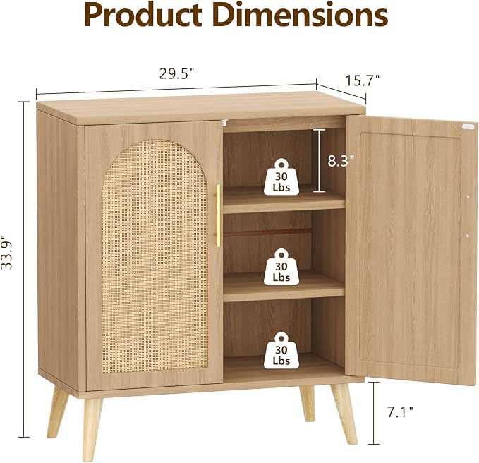 15.7"D Rattan Buffet Sideboard Cabinet - Image 9