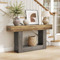LITTLE TREE 63 Inches Long Console Table, 2-Tier Farmhouse Sofa Table Behind by LITTLETREE