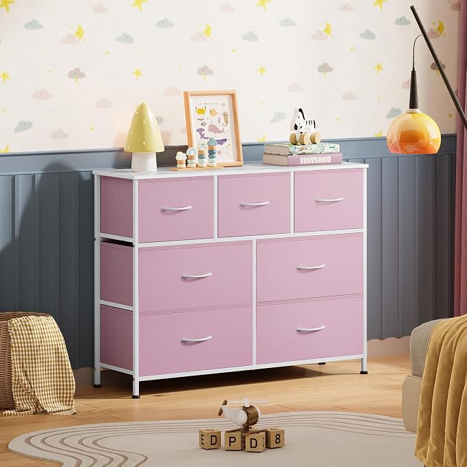 WLIVE 7 Drawer Dresser TV Stand, Entertainment Center, Media Console Table - Image 2