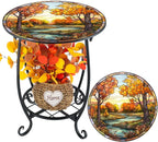 Cinnvoice Outdoor Side Table Round Small Mosaic Patio Accent Indoor End Plant - Image 8