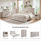 T4TREAM Farmhouse Nightstand Set of 2, Rustic End Table - Image 6