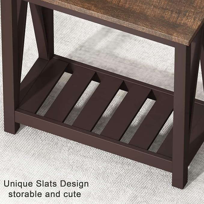 ChooChoo Farmhouse End Table, Rustic Vintage Narrow End Side Table - Image 7