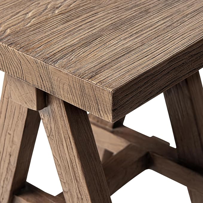 Hawthorne 18" Square Reclaimed Elm Trestle Side Table, Heritage Medium-Dark - Image 9