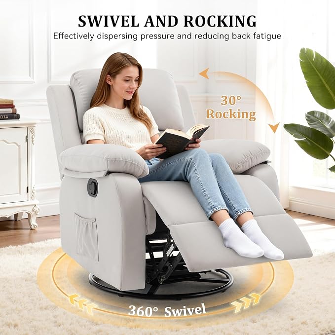 Korser Recliner Chair, 360 Swivel Rocker Chair - Image 3