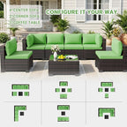 CHABATREE 7pcs Outdoor Patio Furniture Sets, Rattan Conversation Sectional Set - Image 6