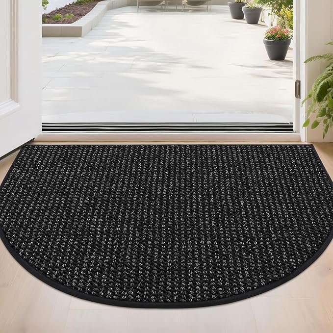 BEQHAUSE Dirt Trapper Door Mat 24" x 36" Half Circle Non Slip Rugs, Absorbent by BEQHAUSE