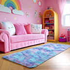 Amdrebio Purple Rainbow Mermaid Fluffy Runner Area Rug 2x6 - Image 8