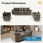 SUNSHINE VALLEY 3 Piece Living Room Sofa Furniture Set, Chenille 2 Comfy Cloud - Image 2