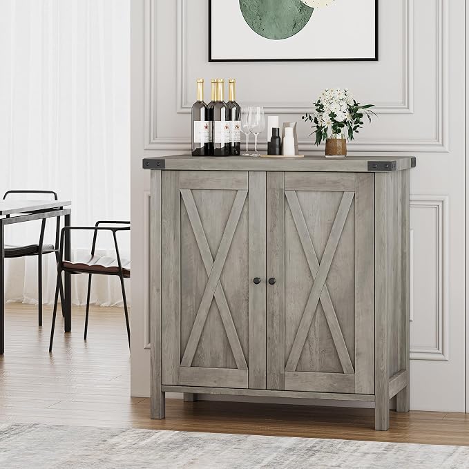 GarveeHome Small Storage Cabinet, Farmhouse Sideboard Buffet Cabinet - Image 8