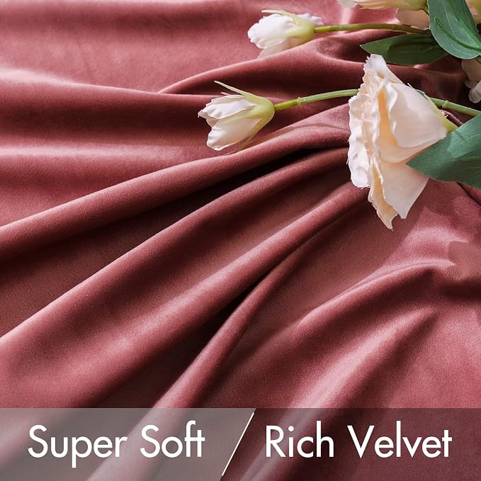 MIULEE Velvet Curtains 52x63 inches 2 Panels Dusty Rose Pink Curtains | Luxury - Image 4