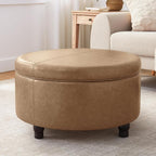 30-Inch Round Storage Ottoman, Modern Ottoman Coffee Table by MIQMICMIK