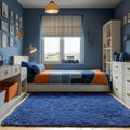 Navy Area Rugs for Bedroom Living Room, 4x6 Blue Fluffy Indoor Bedside Floor Rug by ONASAR