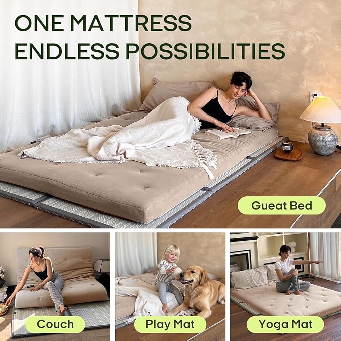 ZonLi Japanese Floor Futon Mattress Full Size 75"x 54", 100% Cotton Cover 2.5'' - Image 4