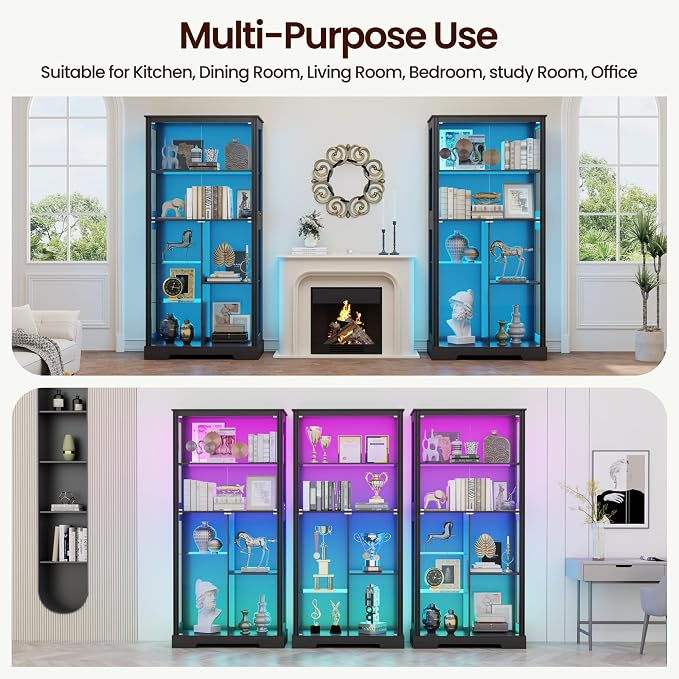 71” Glass Display Cabinet with RGB Light - Image 6