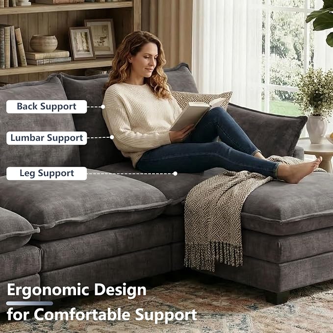 U Shaped Modular Sectional Sofa, Cloud Couch - Image 6