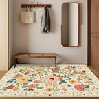 DUKINO 4x6 Area Rug, Floral Washable Office Chair Rug Non Slip Beige Yellow | - Image 4