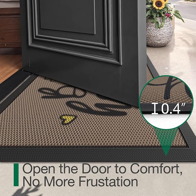 LUMI Outside Welcome Door Mat 24x36, Non-Slip Durable Rubber Easy Clean | Bee - Image 3