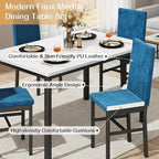 Recaceik Dining Table Set for 4, Modern 5 Piece Dining Table Set Faux Marble - Image 6