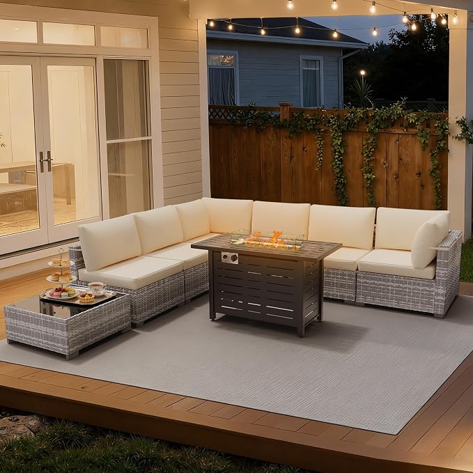 LOUVIXA 8 Piece Outdoor Patio Furniture Set, Outdoor Sectional Sofa - Image 4