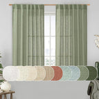 Semi Sheer Linen Curtains 45 Inches Long 2 Panels by LAMIT