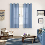 YoungsTex Blue Linen Curtains 63 Inches Long 2 Panels - Image 2